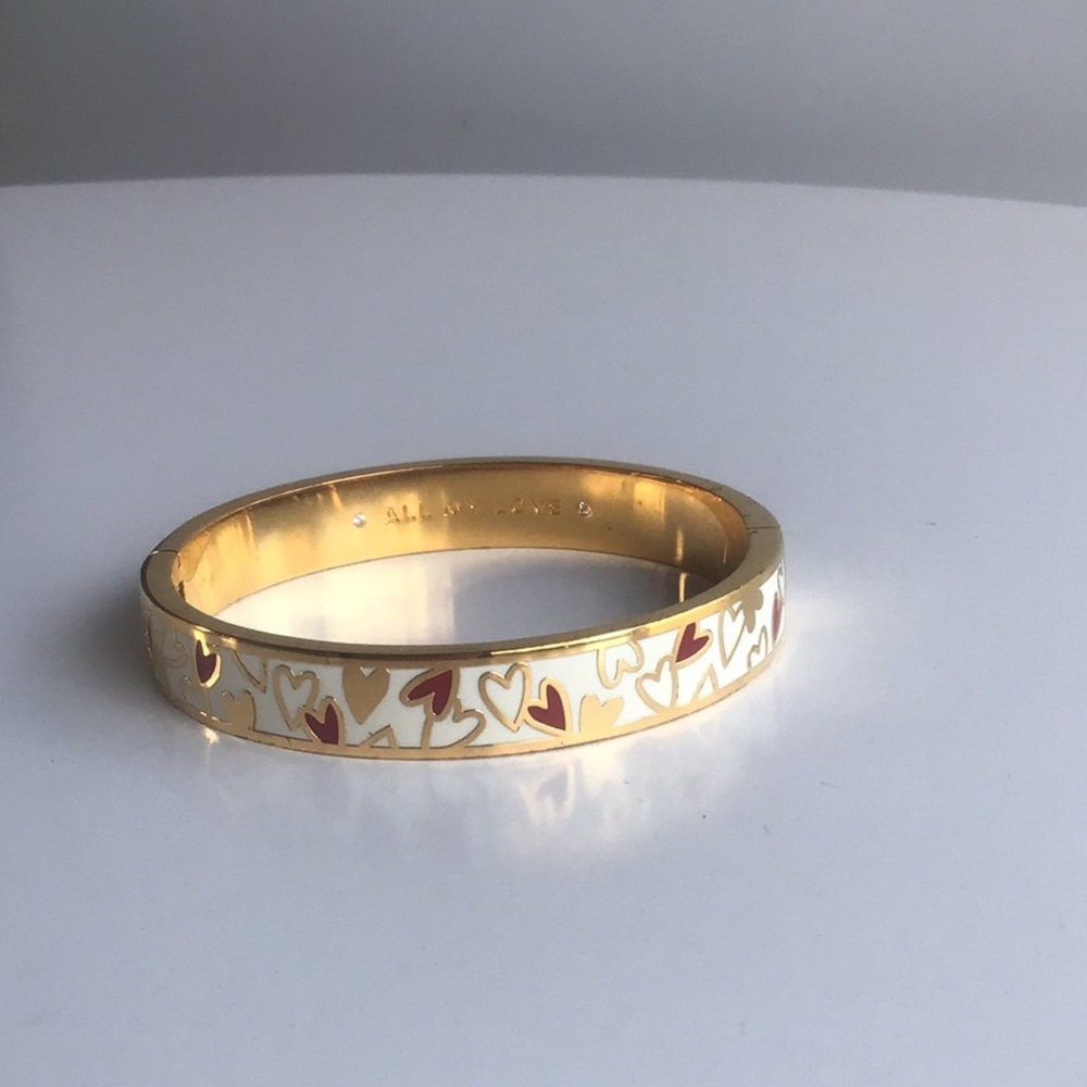 Kate Spade All My Love hearts gold plated Bangle Bracelet Rare - Picture 1 of 16
